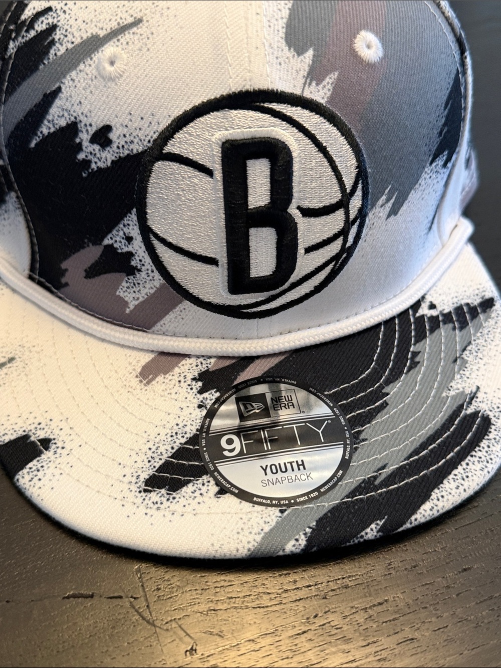 New Era Kids Brooklyn Nets 9FIFTY Snapback Hat - Black, White, Gray